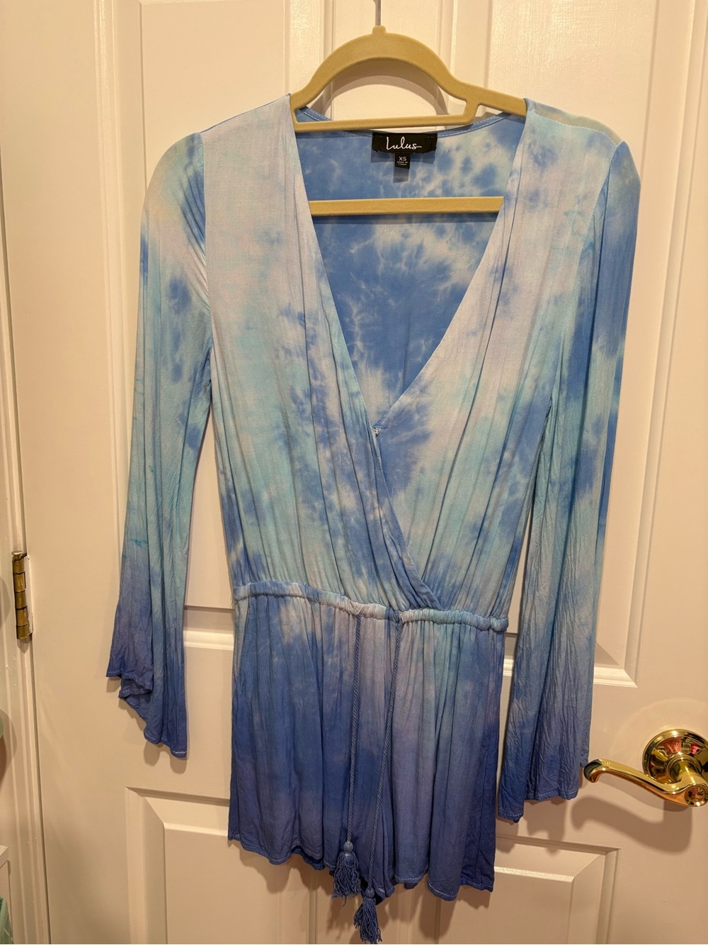Lulu's Blue and White Tie-Dye Romper